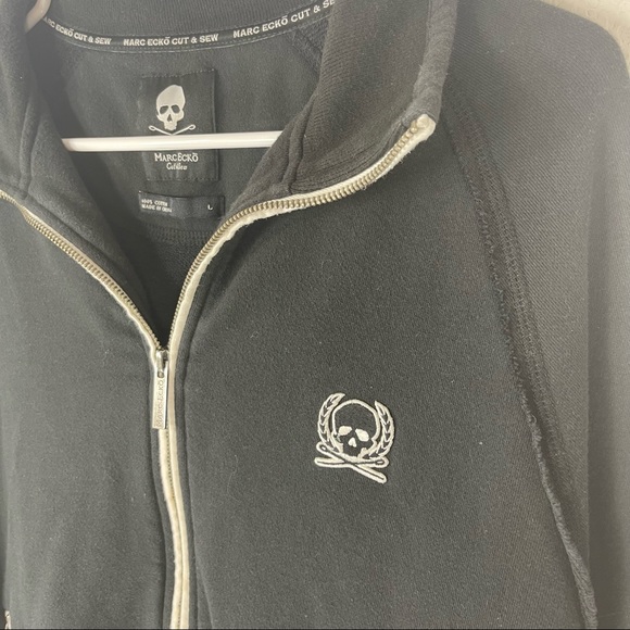 Marc Ecko Cut & Sew Skull & Bones Jacket black white zipper Size Large - Picture 6 of 9